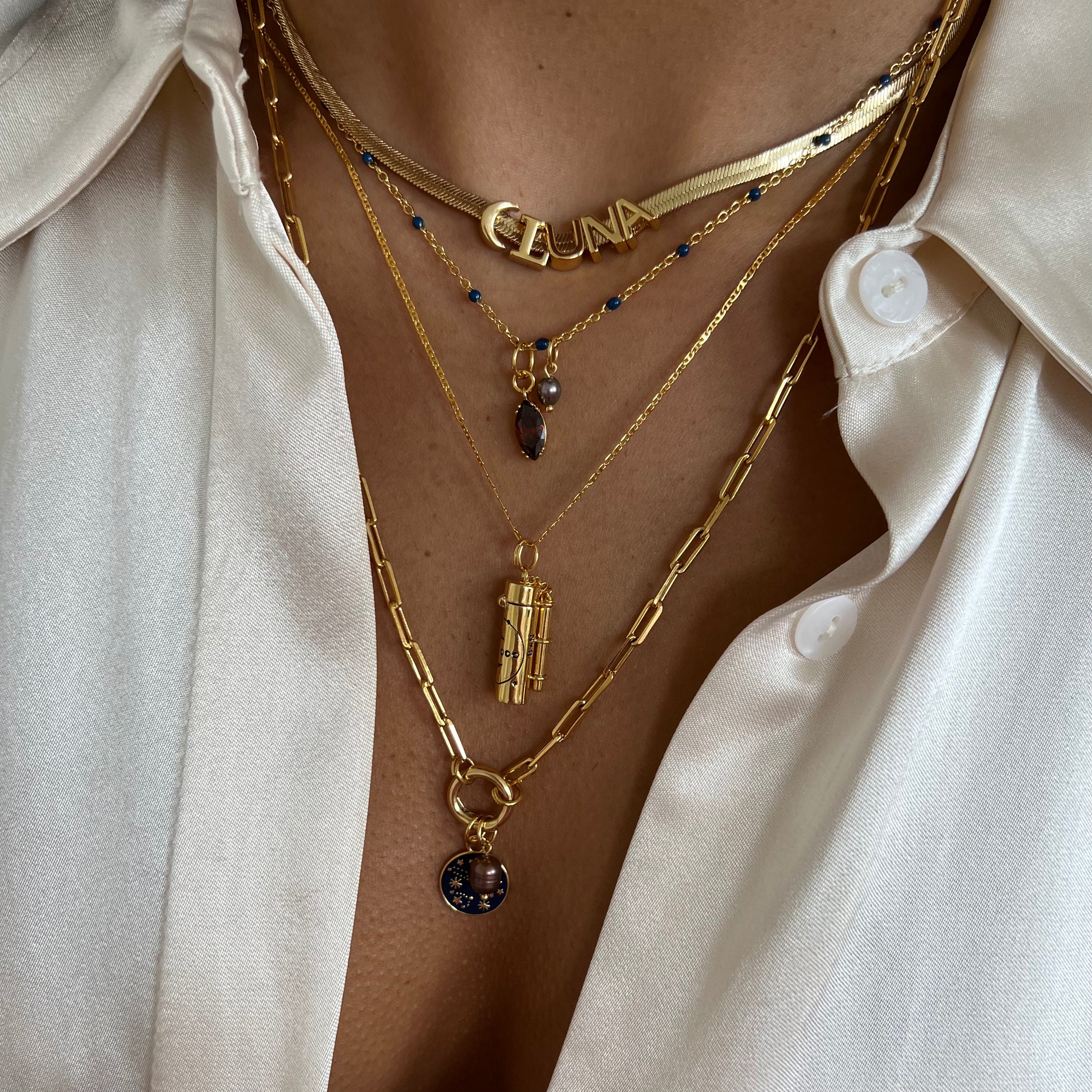 Collier de Nom Plat Lune Collier de Nom Plat Lune