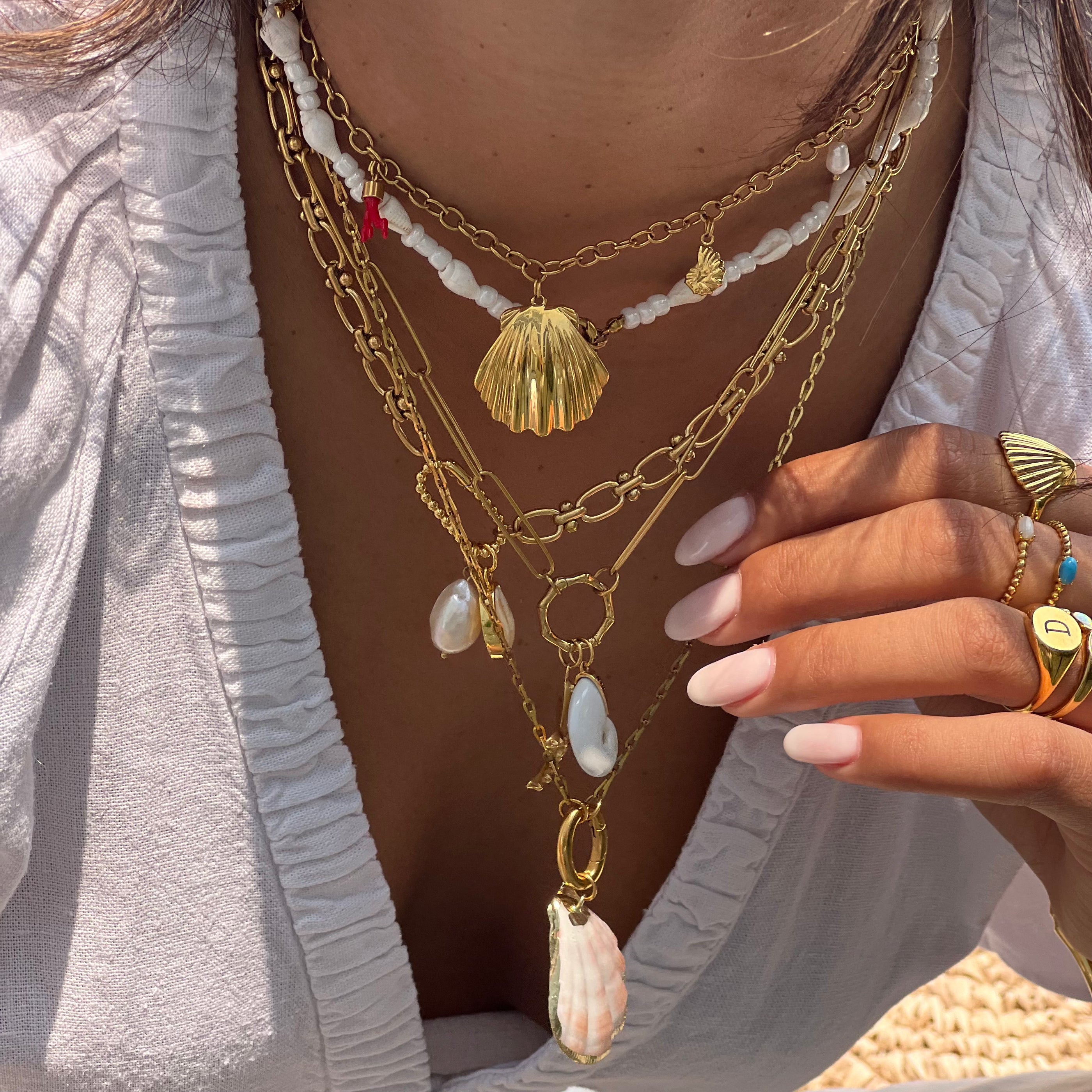 Charm Necklace Scallop Charm Necklace Scallop