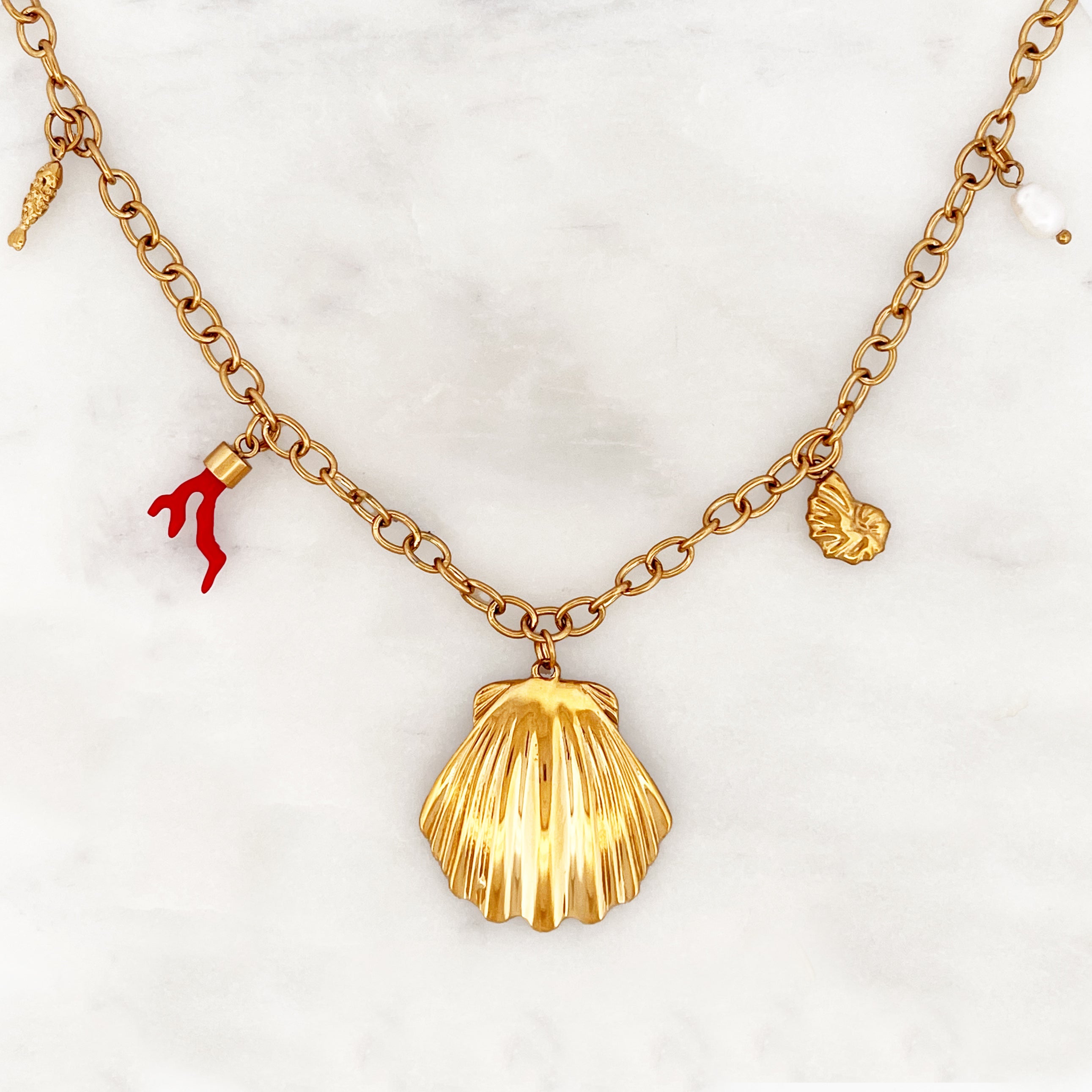 Charm Necklace Scallop Charm Necklace Scallop