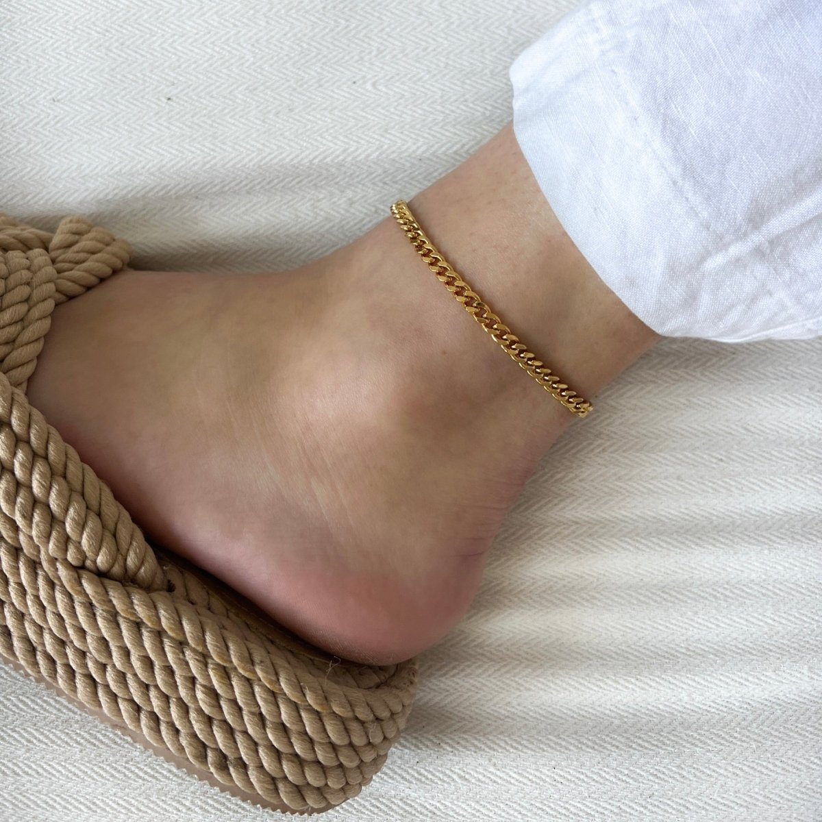 Anklet Flat Curb - ByNouck Jewelry Anklet Flat Curb - ByNouck Jewelry