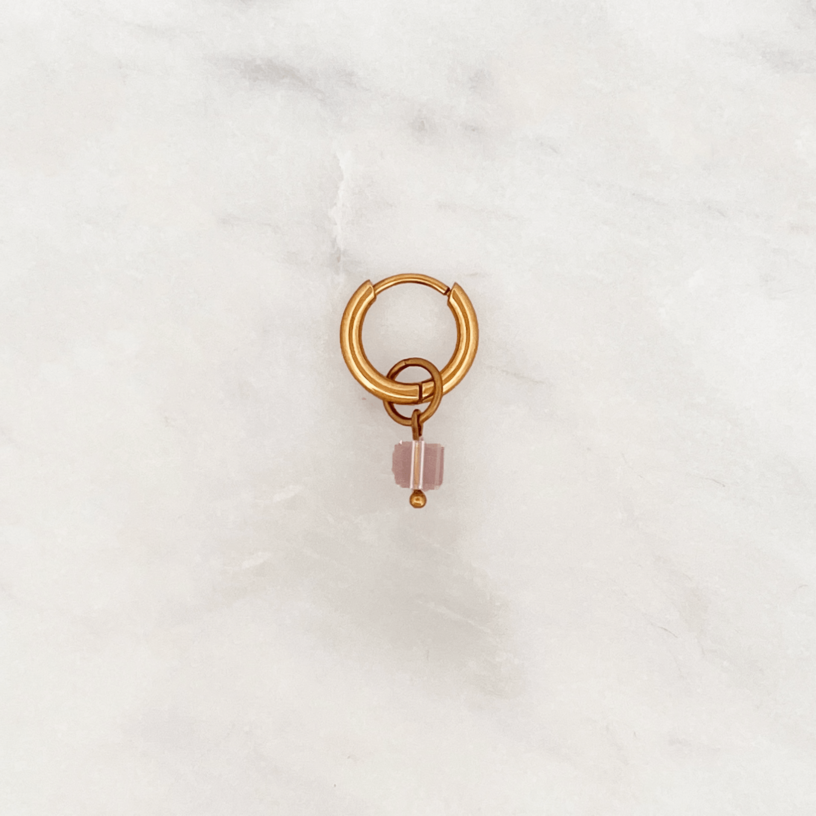 Classic Huggie Pink Cube - ByNouck Jewelry Classic Huggie Pink Cube - ByNouck Jewelry