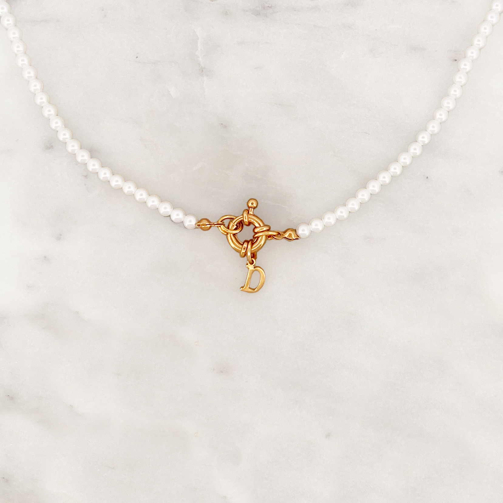 Shell Pearls Choker Tiny Initial Shell Pearls Choker Tiny Initial