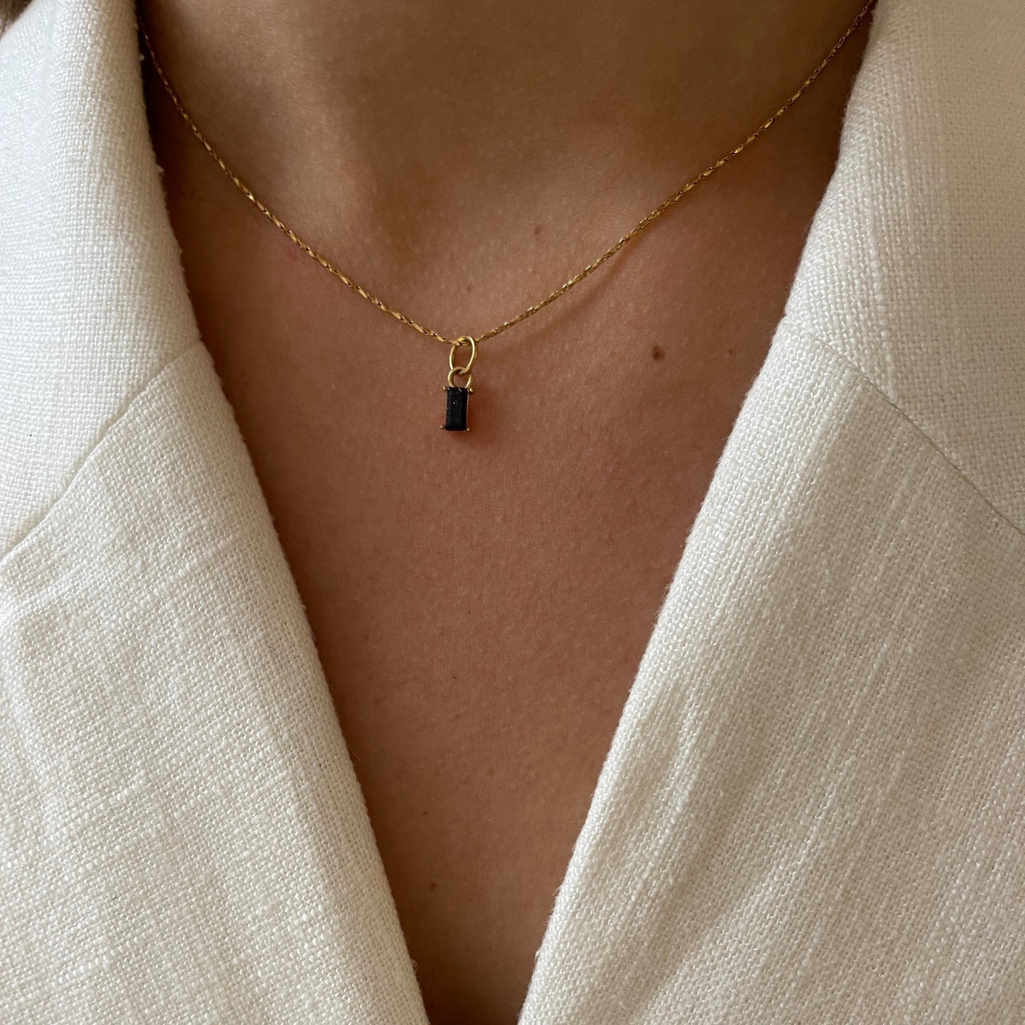 Necklace Blue Sandstone Baguette - ByNouck Jewelry Necklace Blue Sandstone Baguette - ByNouck Jewelry