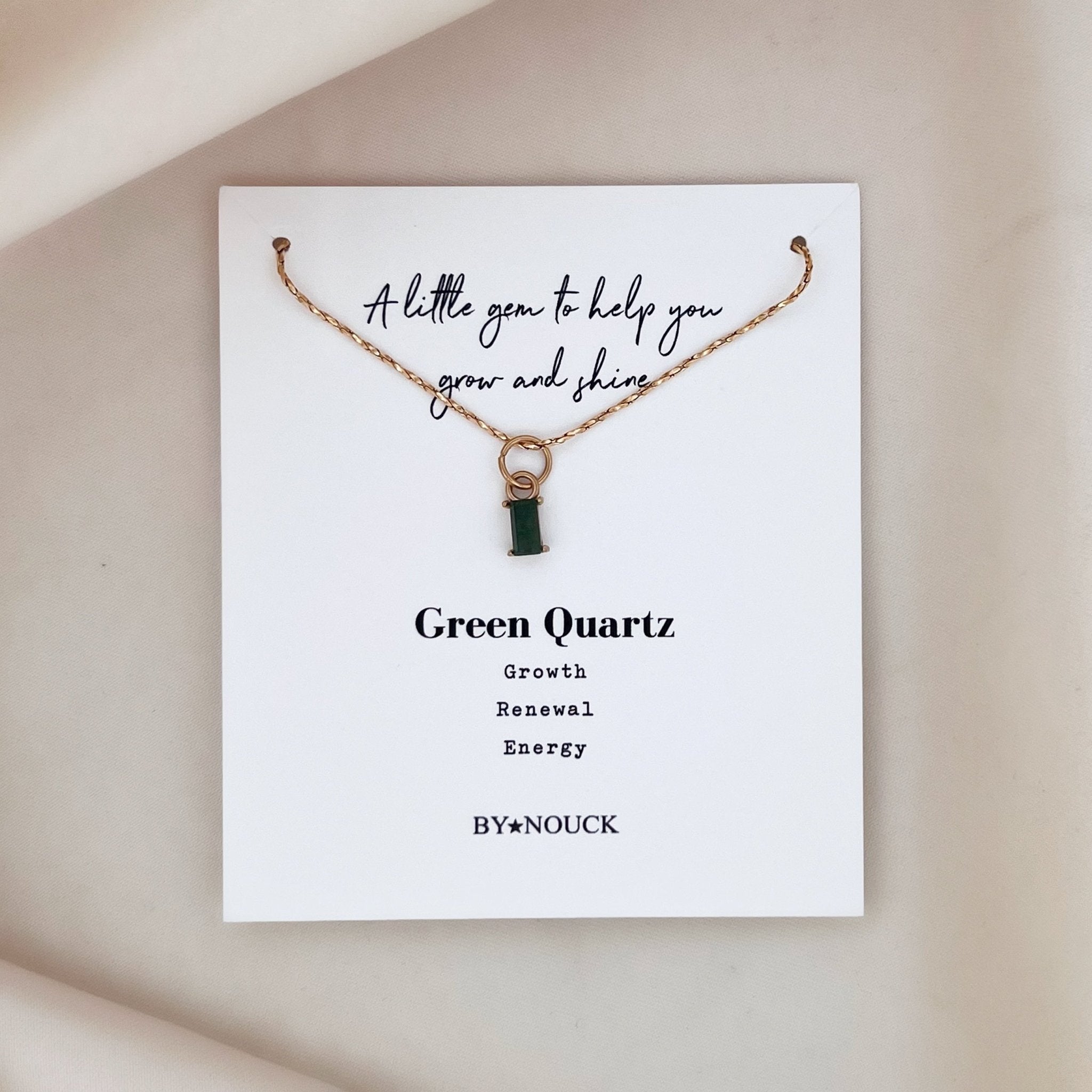 Necklace Green Quartz Baguette - ByNouck Jewelry Necklace Green Quartz Baguette - ByNouck Jewelry