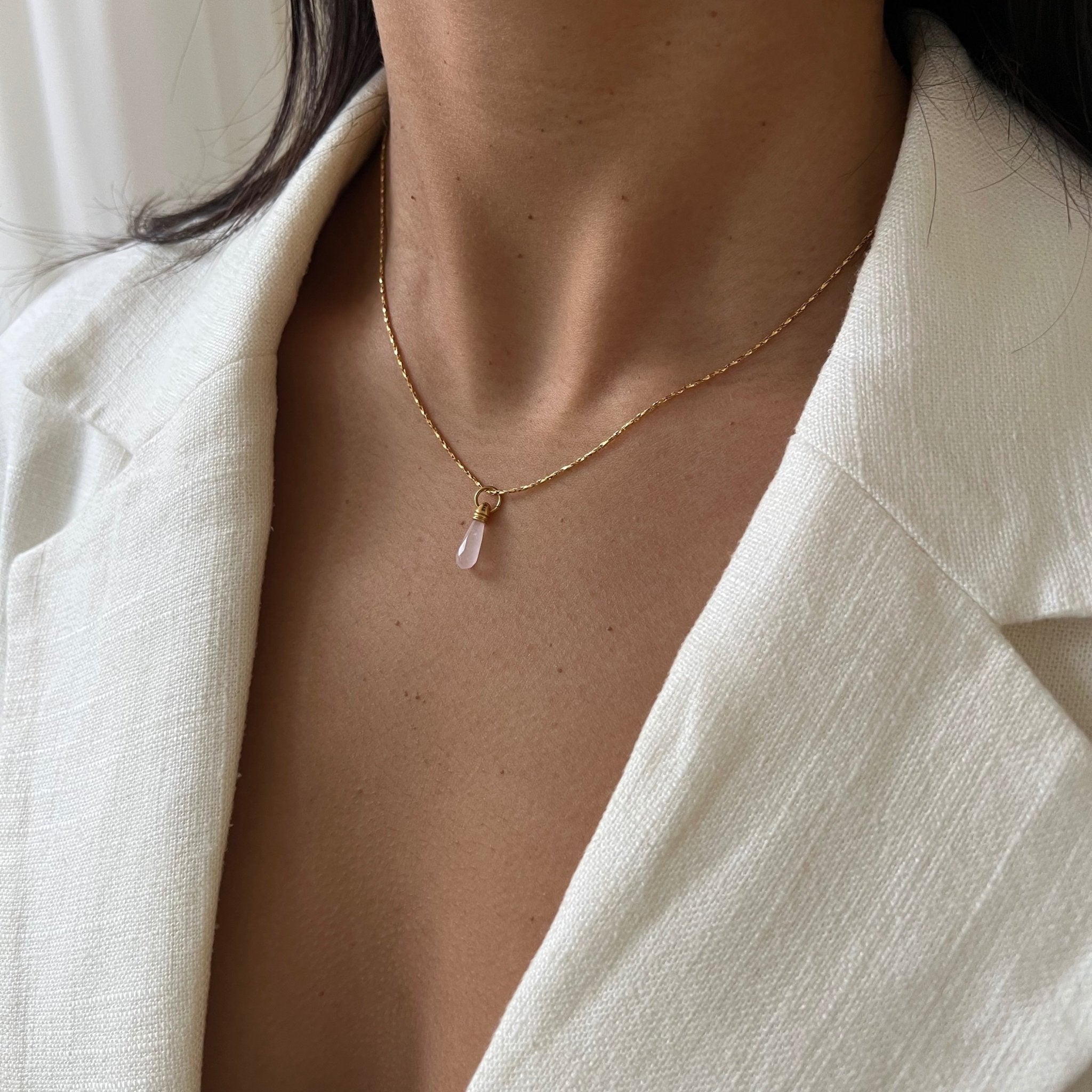 Necklace Manifest Stone Rose Quartz - ByNouck Jewelry Necklace Manifest Stone Rose Quartz - ByNouck Jewelry