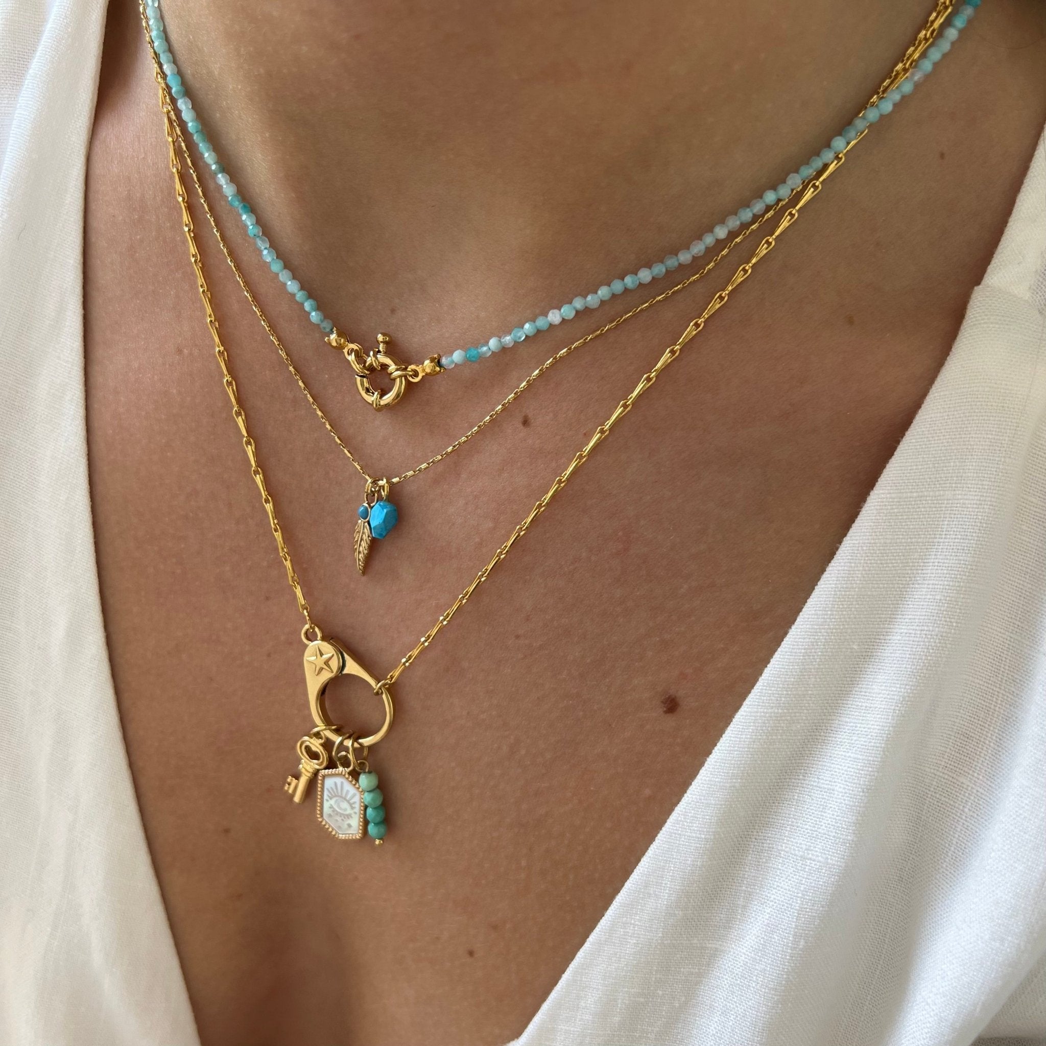 Necklace Manifest Stone Turquoise + initial - ByNouck Jewelry Necklace Manifest Stone Turquoise + initial - ByNouck Jewelry