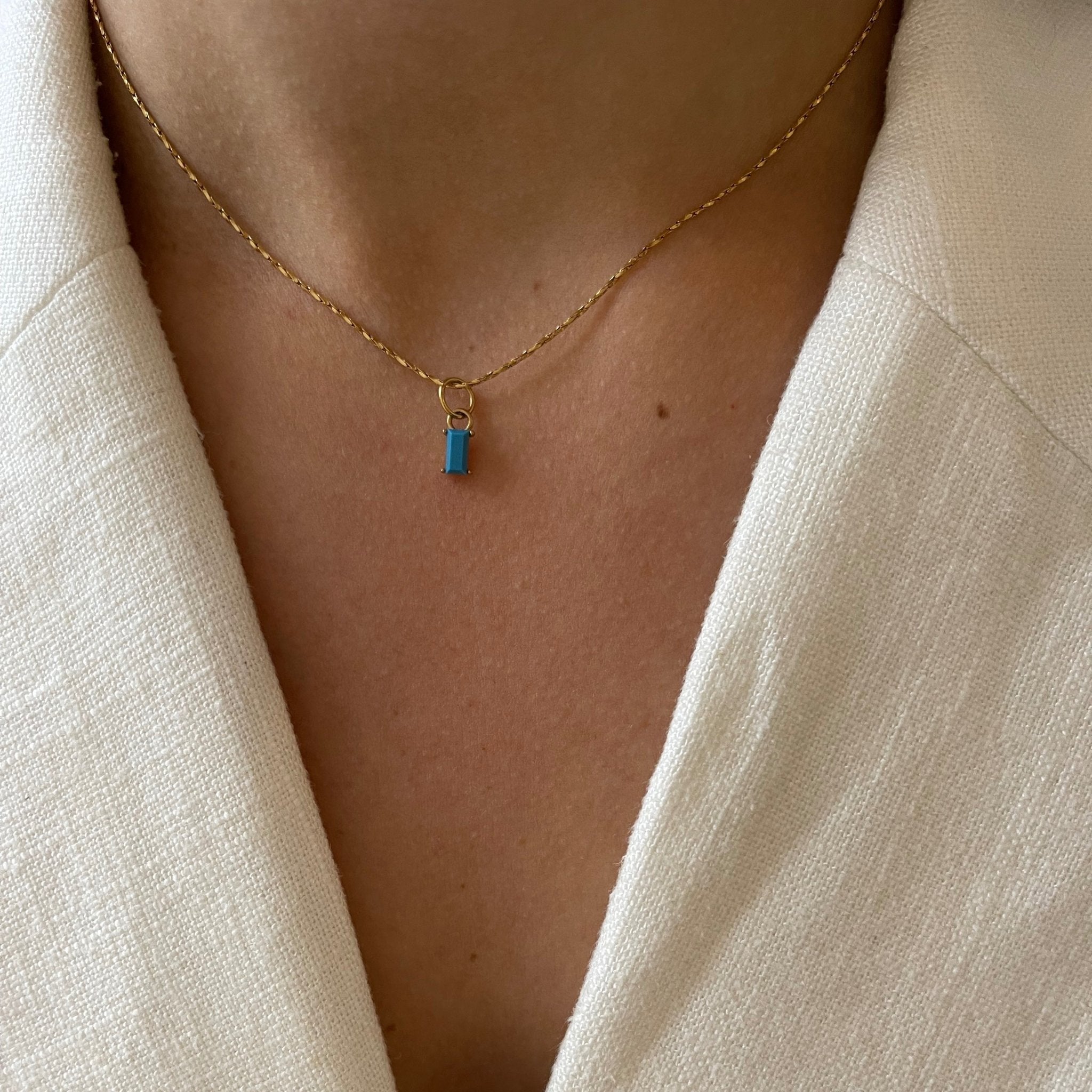 Necklace Turquoise Stone Baguette - ByNouck Jewelry Necklace Turquoise Stone Baguette - ByNouck Jewelry