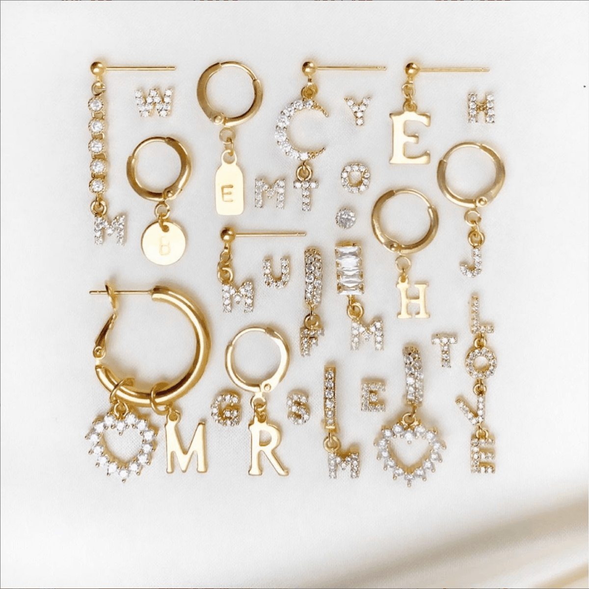 Diamond Initial Hoop - ByNouck Jewelry Diamond Initial Hoop - ByNouck Jewelry