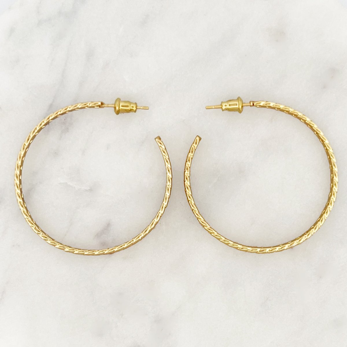 Flat Curb Hoop Set - ByNouck Jewelry Flat Curb Hoop Set - ByNouck Jewelry