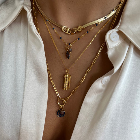 Collier de Nom Plat Lune