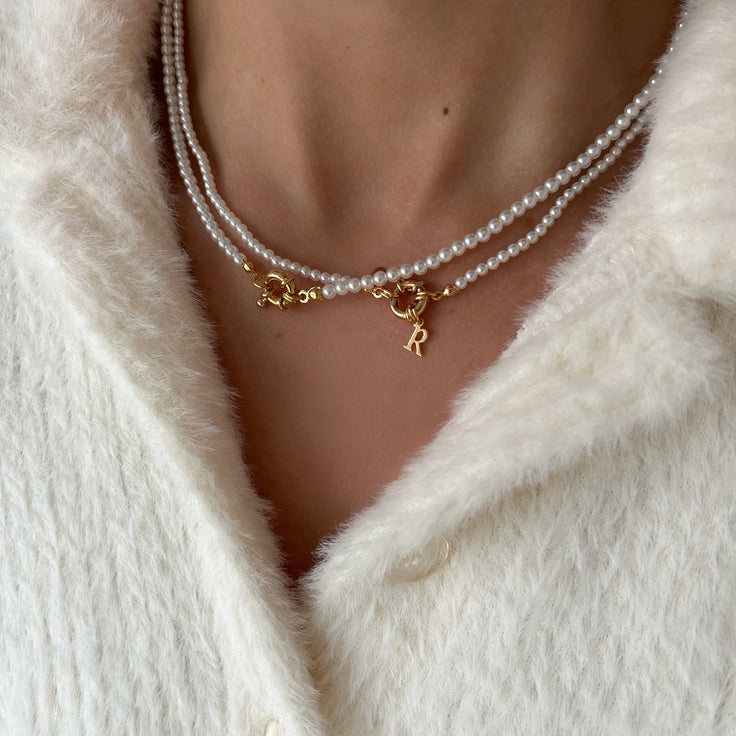 Shell Pearls Choker Tiny Initial