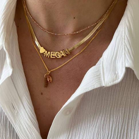 Collier Plat Nom Cœur
