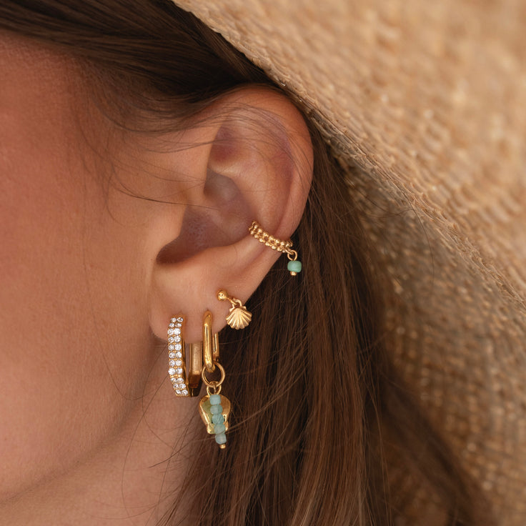 Ear cuff Dot Sea Green Bead