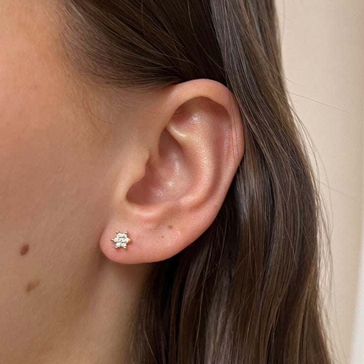 Earstud Crystal Flower