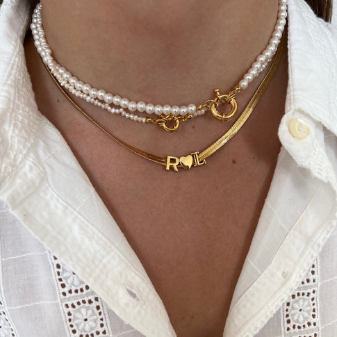 Collier Plat à Initiales Amour