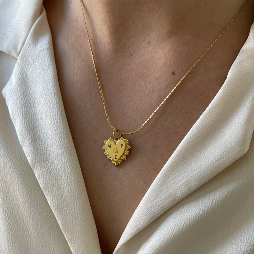 Necklace Engrave Vintage Heart