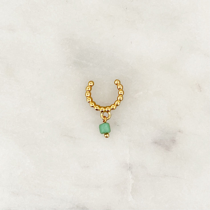 Ear cuff Dot Sea Green Bead