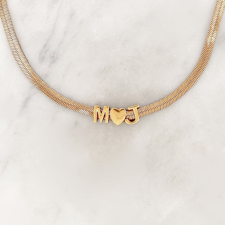 Flat Love Initials Necklace