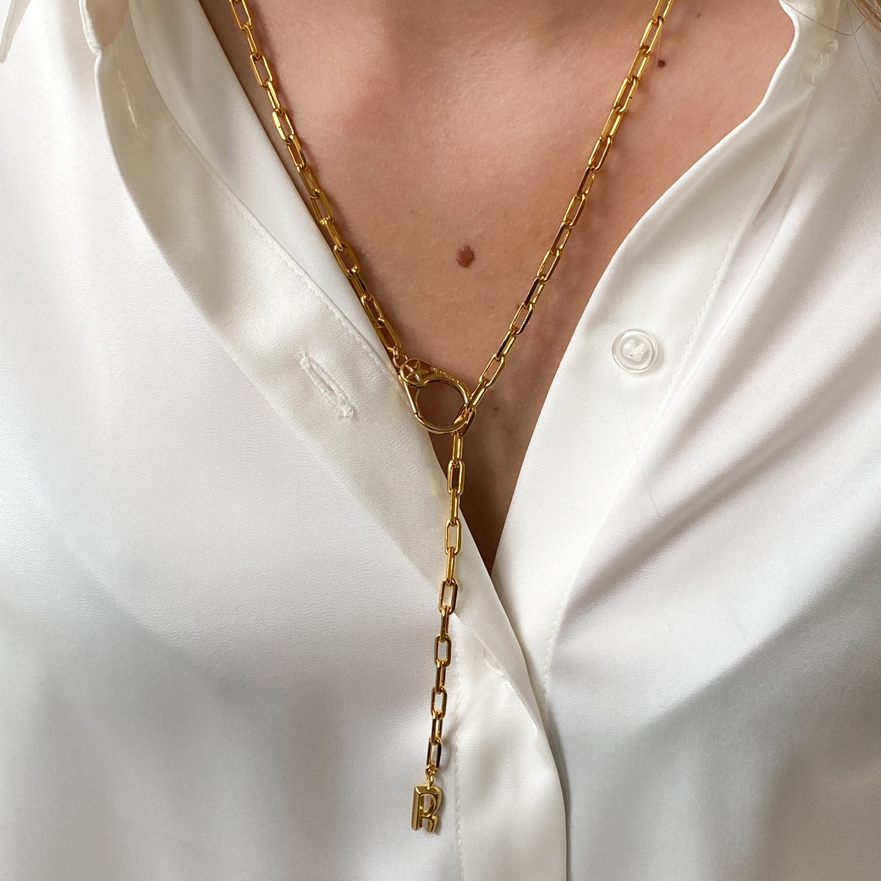 Oval Necklace Bamboo Initial