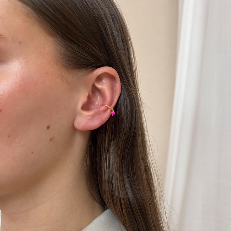 Twisted Ear cuff Hot-Pink Bead