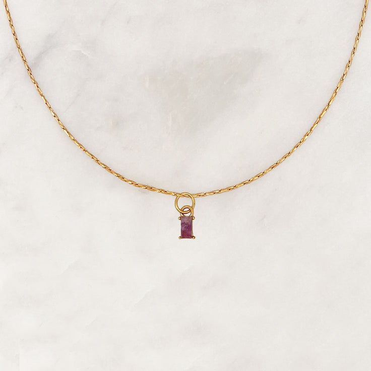 Necklace Amethyst Stone Baguette