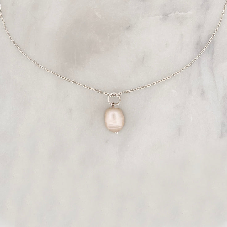 Sample Necklace Big Pearl Silverplated