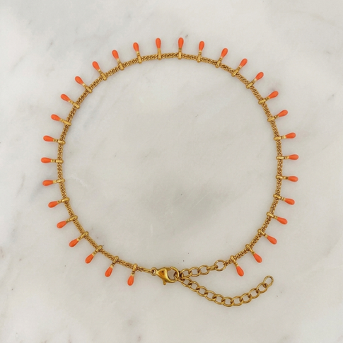 Orange tassels anklet