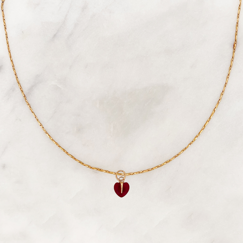Rope Necklace Small Red Love