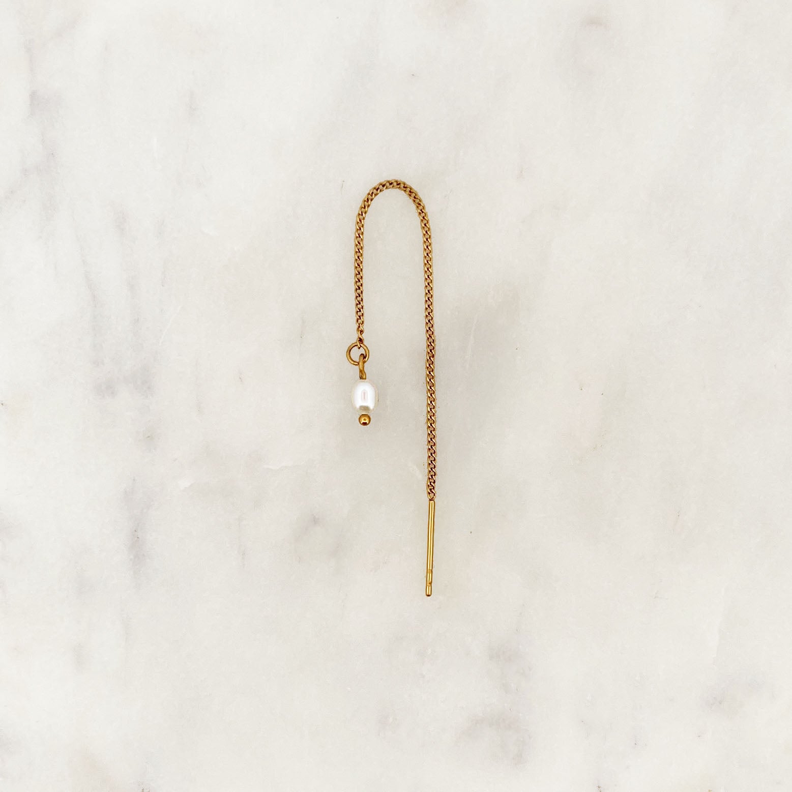 Threader Tiny White Pearl