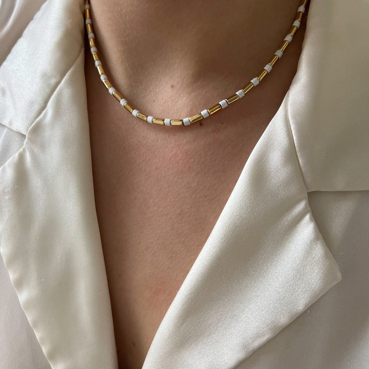 Beach Necklace White Plain - ByNouck Jewelry