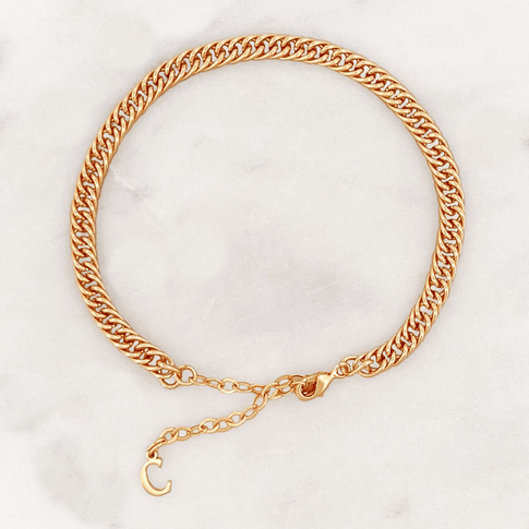 Bracelet Small Curb Tiny Initial - ByNouck Jewelry
