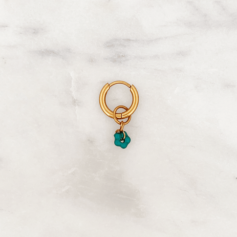 Classic Huggie Aqua Green Flower - ByNouck Jewelry