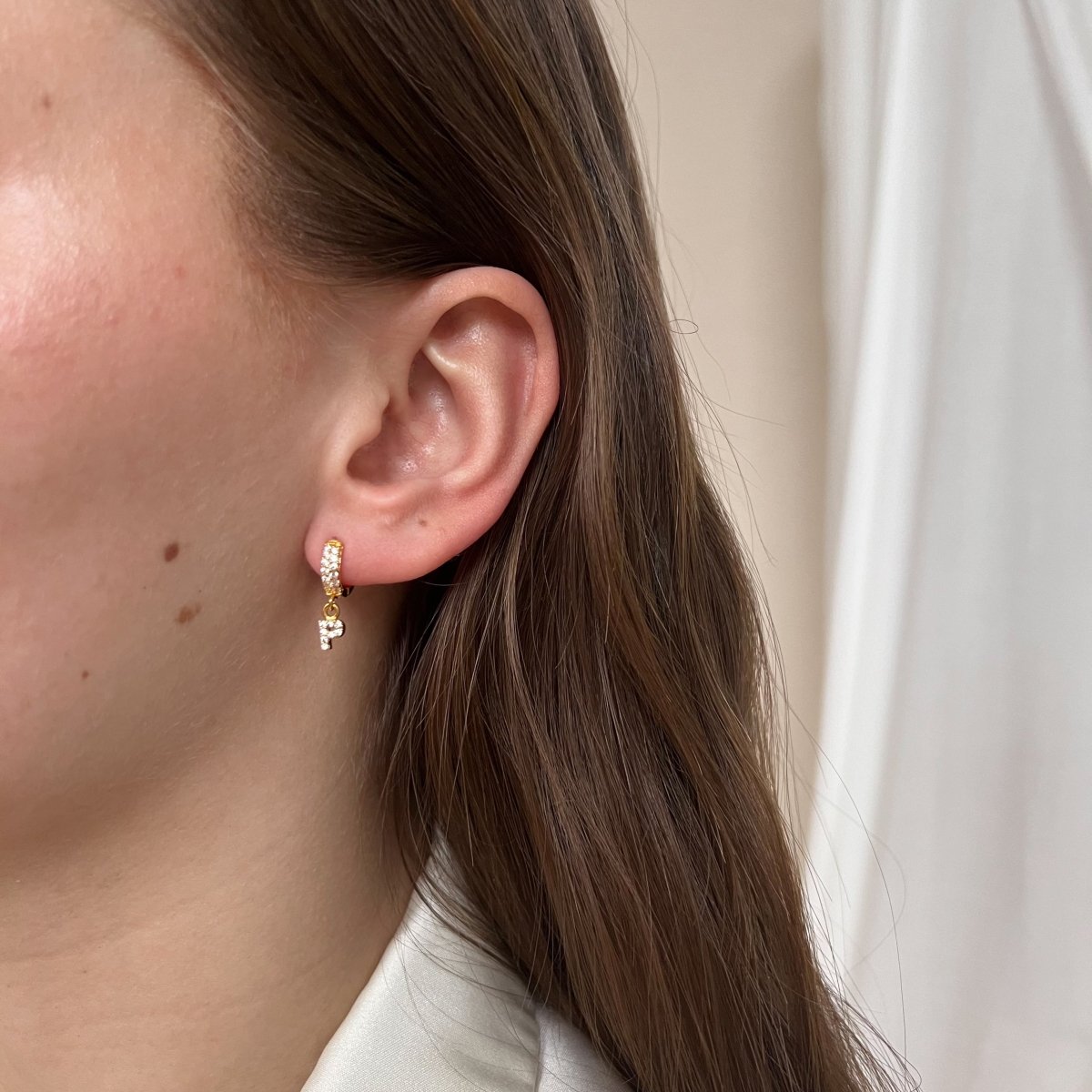 Diamond Initial Hoop - ByNouck Jewelry