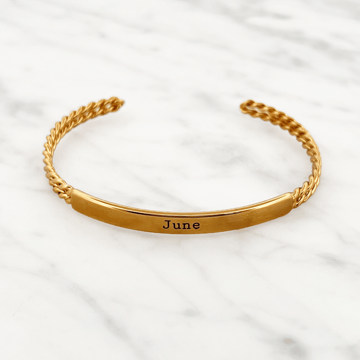 Engrave Bracelet Twisted Bangle - ByNouck Jewelry