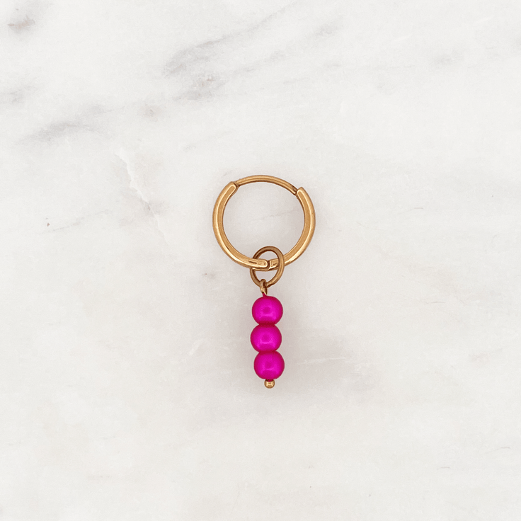Fine Hoop Fuchsia Pearls - ByNouck Jewelry
