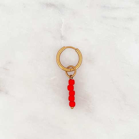 Fine Huggie Tango Red Beads - ByNouck Jewelry