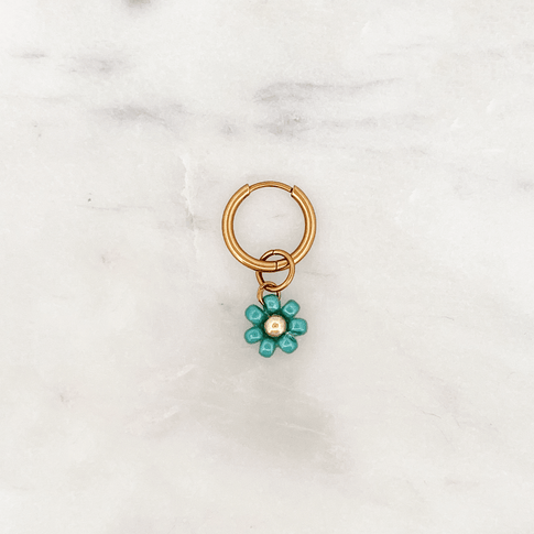Fine Huggie Turquoise Beads Flower - ByNouck Jewelry