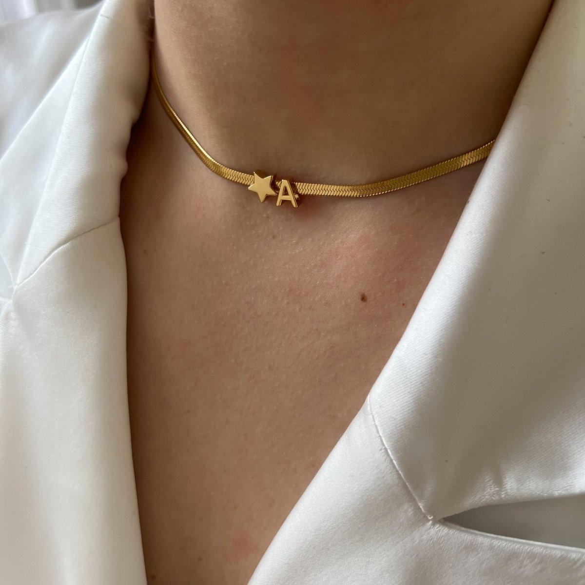 Flat Initial Choker Star - ByNouck Jewelry