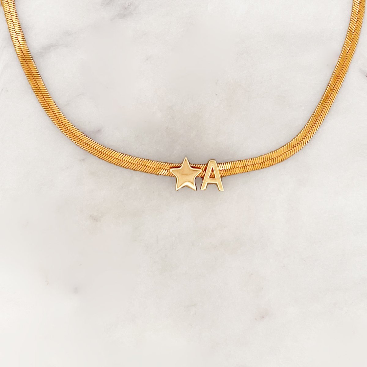 Flat Initial Choker Star - ByNouck Jewelry