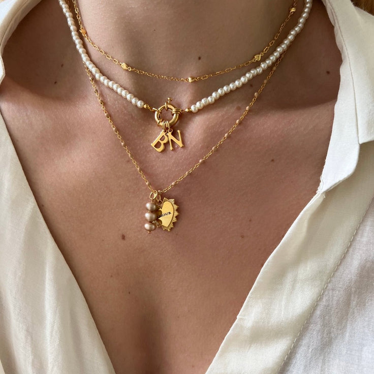 Glass Pearls Choker Medium Initial - ByNouck Jewelry