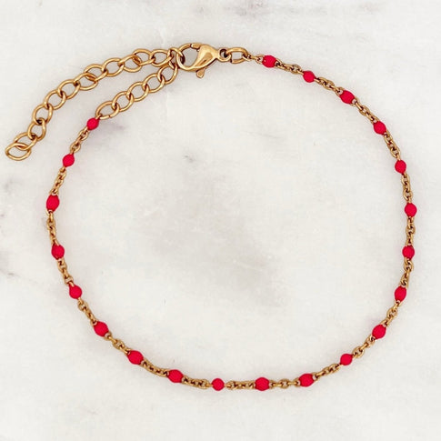Hot Pink Dots Anklet - ByNouck Jewelry