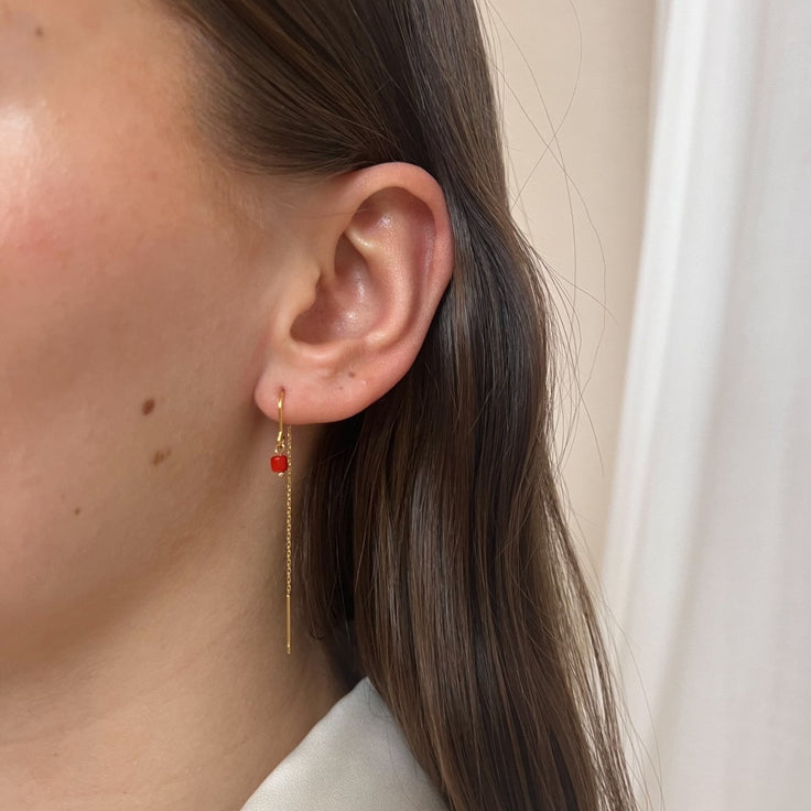 Long Chain Red Cube - ByNouck Jewelry