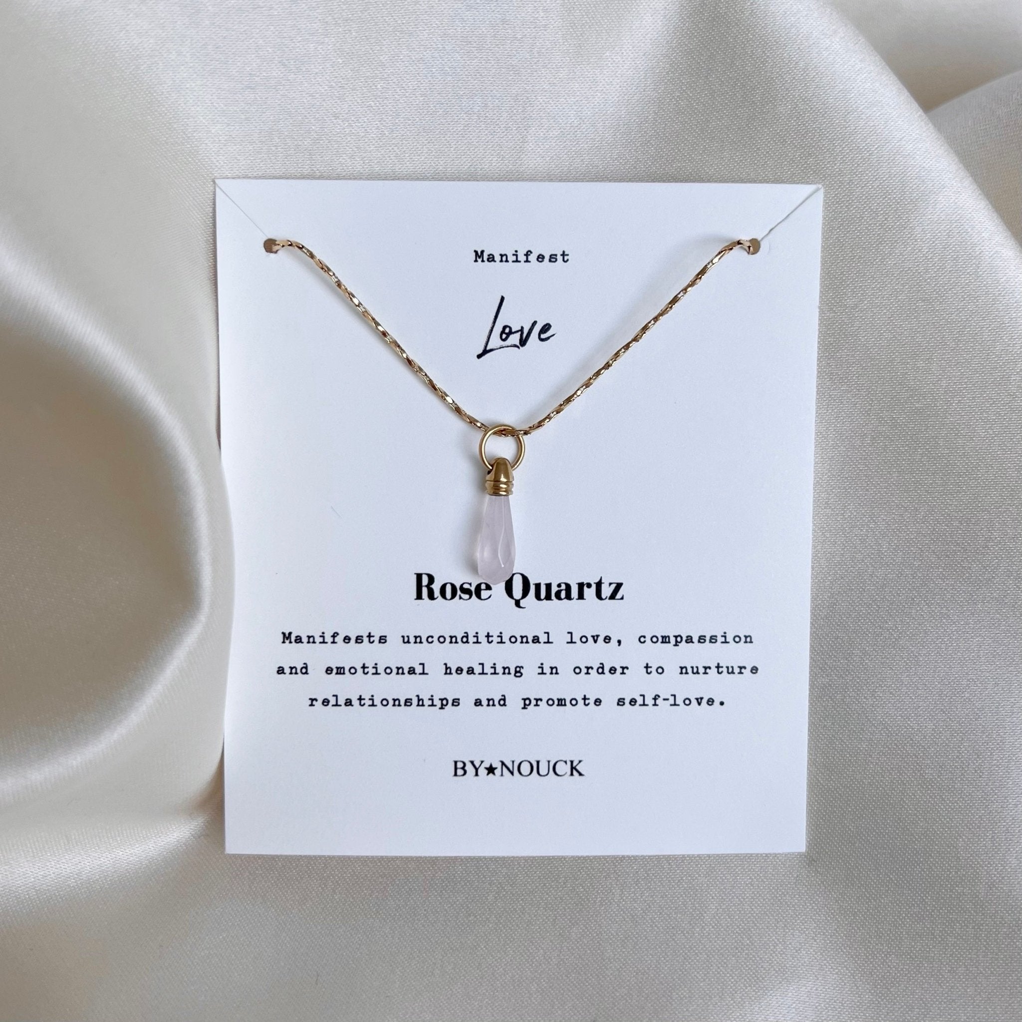 Necklace Manifest Stone Rose Quartz - ByNouck Jewelry