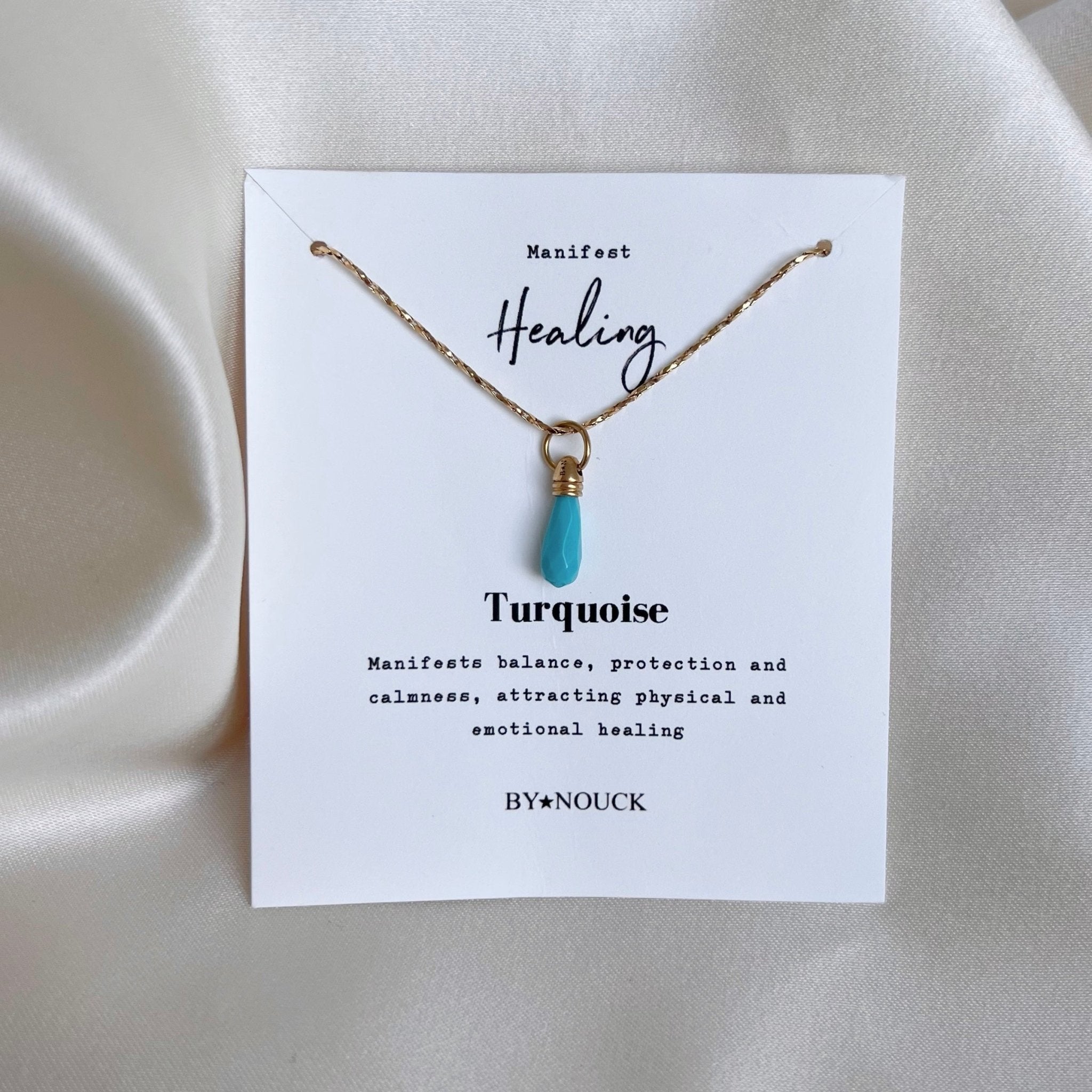 Necklace Manifest Stone Turquoise + initial - ByNouck Jewelry