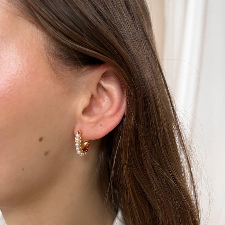 Pearl Leaf Hoop Set - ByNouck Jewelry