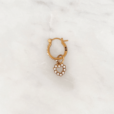 Rhinestones Hoop Small Bright Heart - ByNouck Jewelry