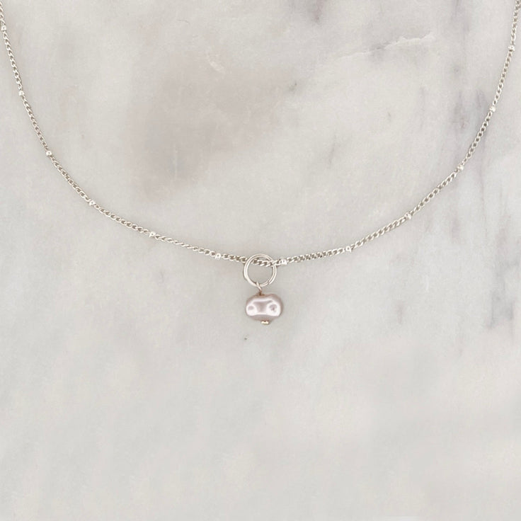 Sample Dot Necklace Pearl Silverplated - ByNouck Jewelry