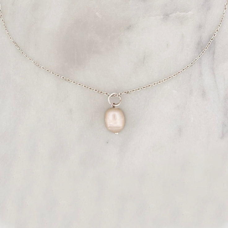 Sample Necklace Big Pearl Silverplated - ByNouck Jewelry