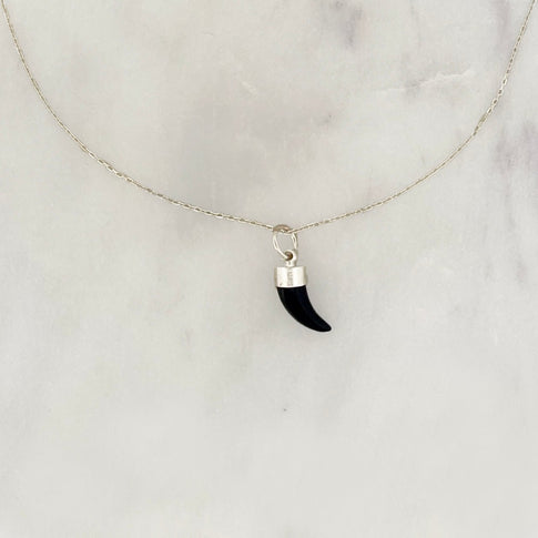 Sample Necklace Black Tooth Silverplated - ByNouck Jewelry