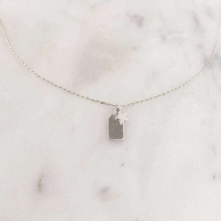 Sample Necklace Tiny Star Tag Silverplated - ByNouck Jewelry